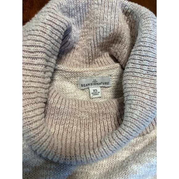L.L. Bean Cotton Linen Oversized Oat Color Turtleneck Sweater - Picture 3 of 6